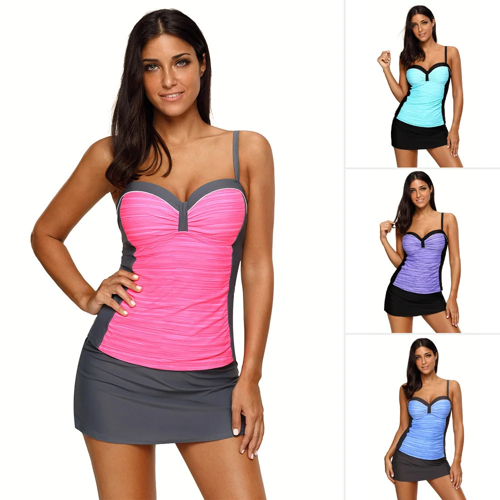 

Женский купальник большого размера, женский сексуальный крутой купальник для спа, консервативные подтяжки со стальными кольцами, юбка-брюк...