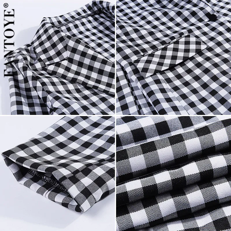 Fantoye Casual Plaid Women Suits With Pants 2 Piece Set Blazer Jacket Coats 2019 Autumn Pant Two Jumpsuits | Женская одежда