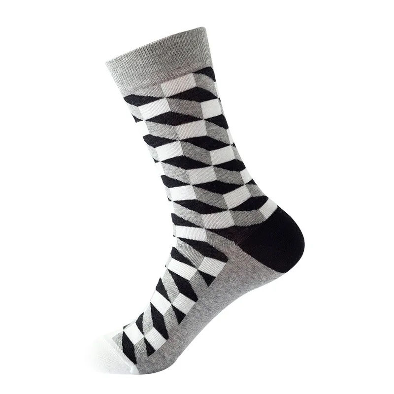 

New Style Cotton Socks Women Autumn and Winter Thick Diamond Pattern Tube Socks European and American Ins Wind Socks Mens Socks