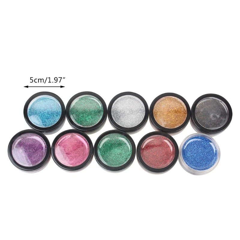 

10 Colors Face Body Glitter Pearlescent Powder with Brush for Tattoo Painting Halloween Makeup Art Tools