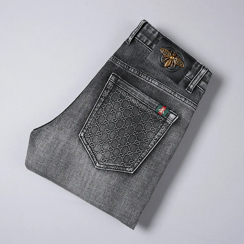 Джинсы мужские прямые в Корейском стиле модные облегающие брюки из денима