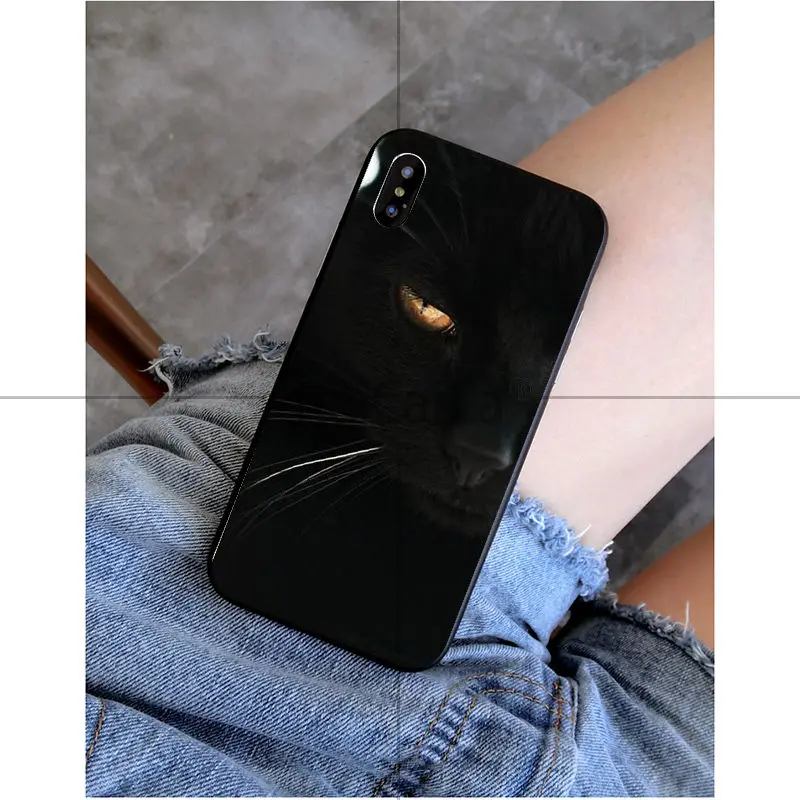 Ruicaica Черный кот часы Глаза Мягкий чехол для телефона из ТПУ iPhone X XS MAX 6 6S 7 7plus 8 8Plus 5
