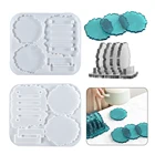 DIY смолы ремесла плесень Творческий практичный Coaster + держатель Coaster стеллаж для хранения силиконовая форма