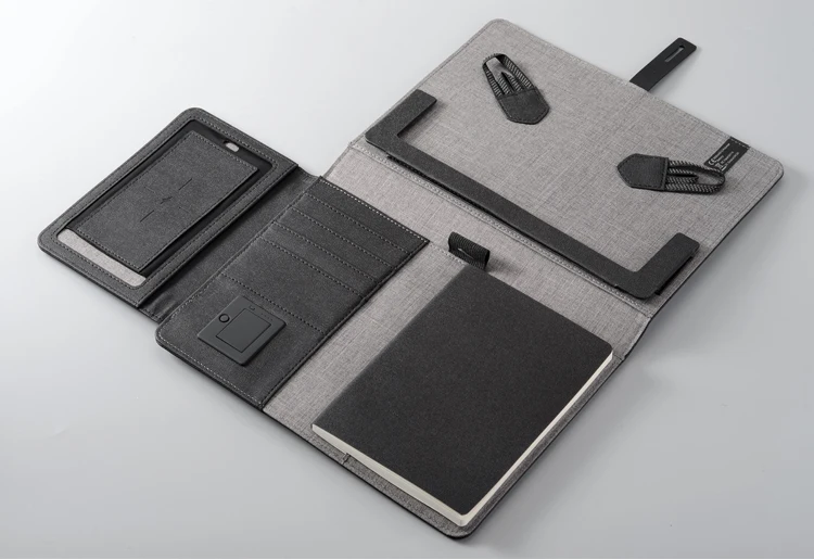 Бизнес Путешествия B5 сумка менеджера портативный padfolio ноутбук с power bank зарядное устройство провода и беспроводной зарядки iPad замок