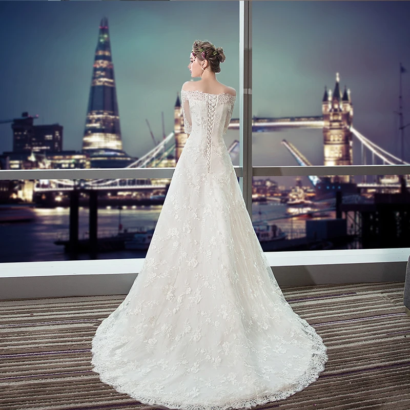 JKM056 Robe De Mariage 2020 бальное платье с высоким воротом и шнуровкой сзади длиной до пола