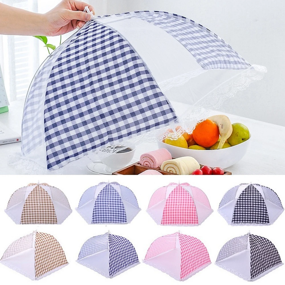 

Anti Fly Mosquito Food Dish Cover Kitchen Folded Mesh Food Cover BBQ Picnic Kitchenware Umbrella Style Kitchen Tools