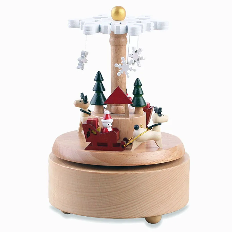 Очаровательная деревянная музыкальная шкатулка ручной работы Снежный хлопья