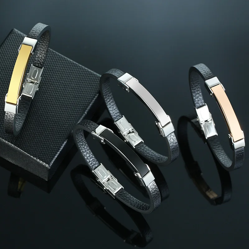 Модный простой мужской браслет V.YA из кожи и микрофибры браслеты нержавеющей
