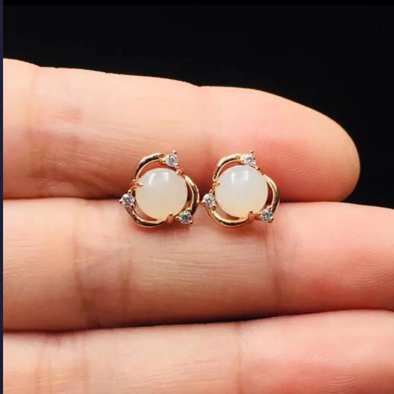 Настоящие 925 пробы серебряные цветы серьги гвоздики с натуральным белым