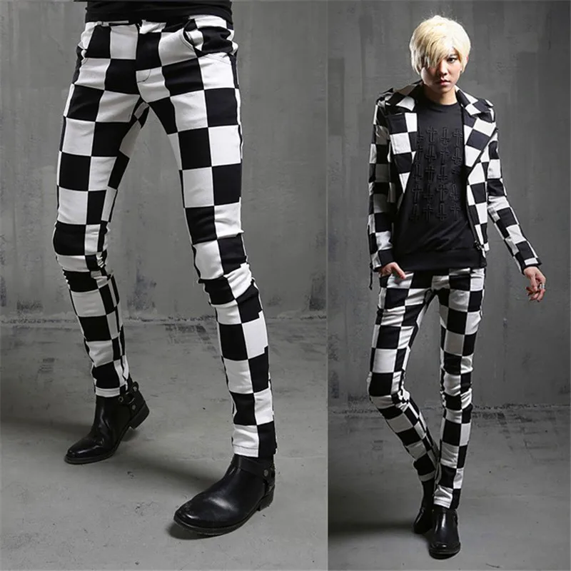 2020 Мужская весенняя одежда обтягивающие брюки мужские клетчатые повседневные