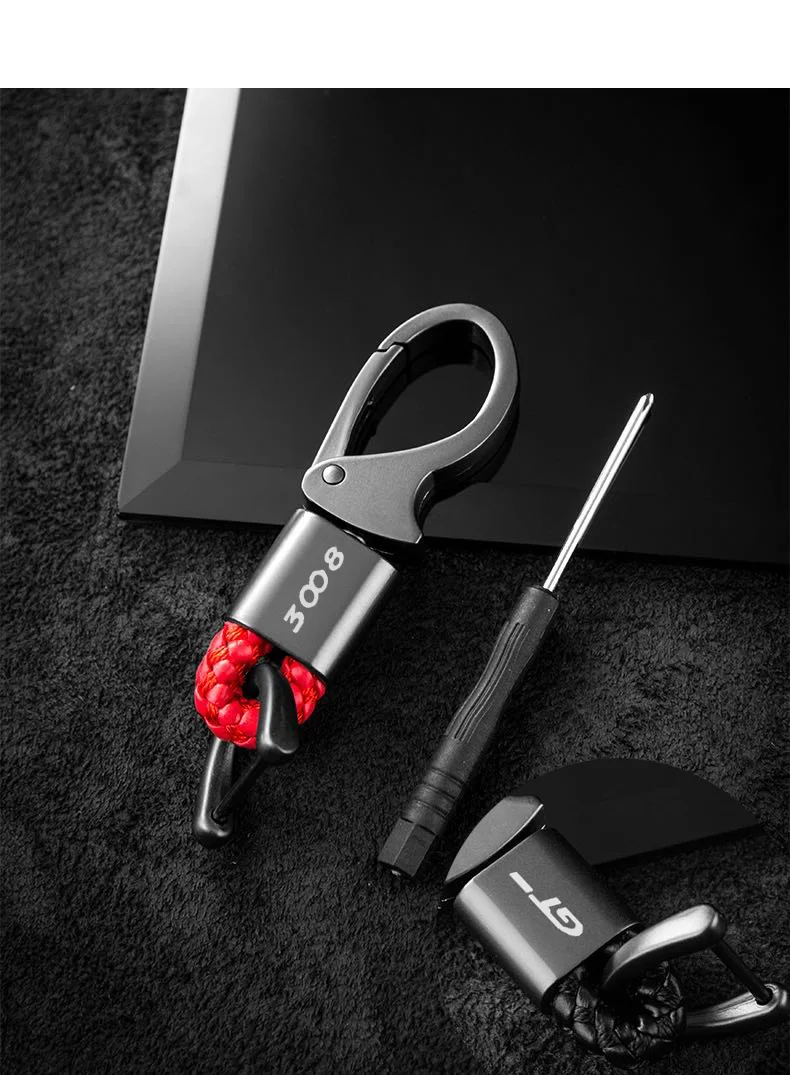 

For Peugeot 3008 GT Key With Logo Keyring Metal Car Emblem new car Styling Leather / Key Ring Keychain
