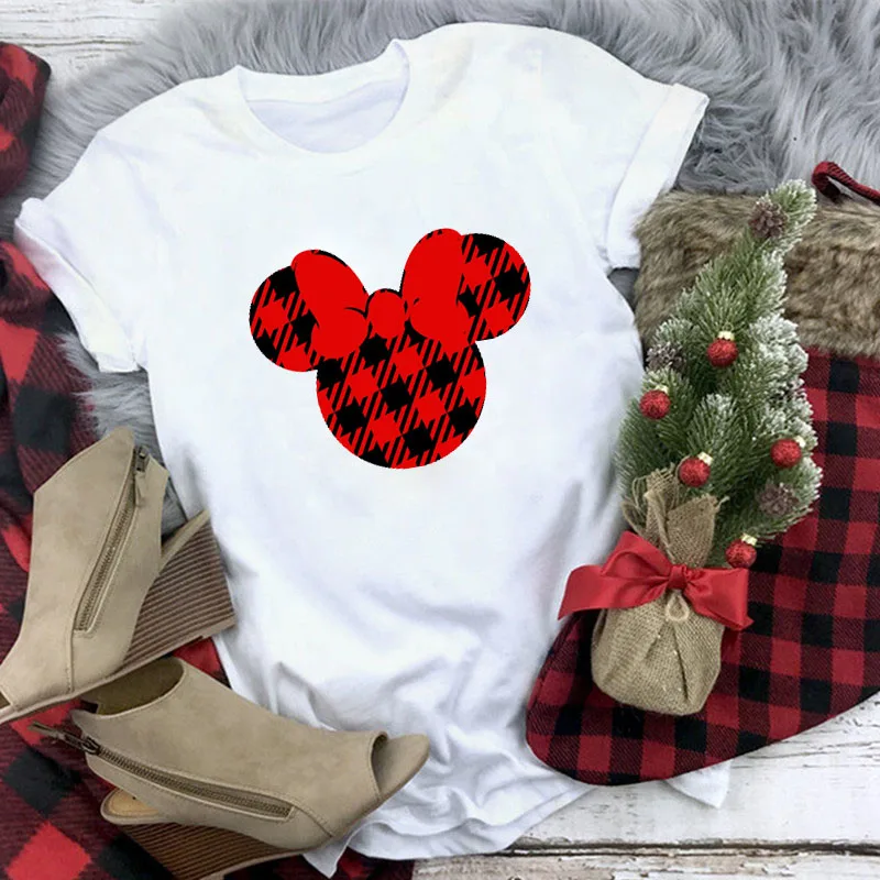 WT0308-White Рождественская футболка Для женщин T рубашки для мальчиков Модные Графический милый каваи Hipster футболка Micky женский Camiseta Mujer - Цвет: WT0308-White