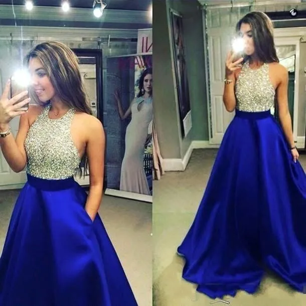 

High-Neck Evening Party Gowns Vestidos de festa Sparkly Beading Sequined Special Occasion Prom Pageant Dresses HOT