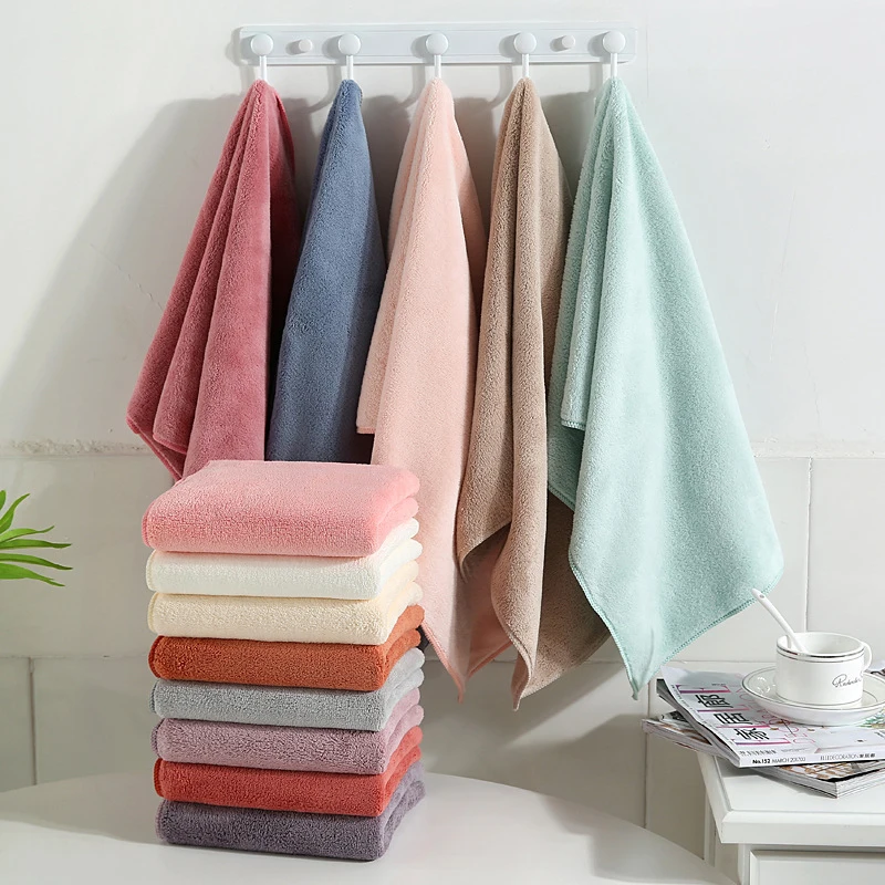 

Face Towe Coral Velvet Towel 35*75cm Home Towels Microfiber Absorbent Washrag Breathable Solid Color Comfortable Home Supplies