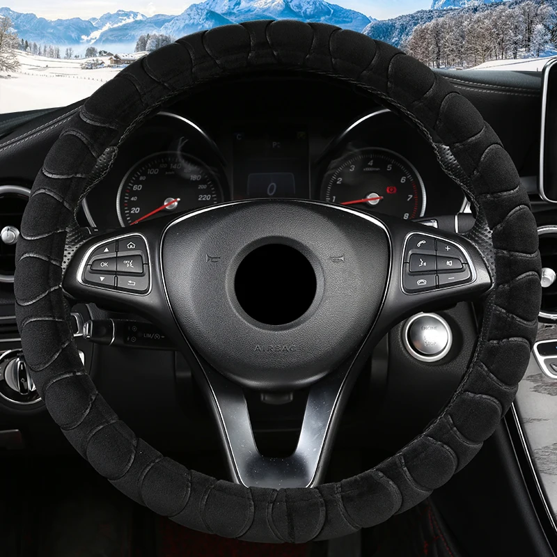 O shape Black Зимняя плюшевая крышка рулевого колеса для Polo sedan Golf 3 4 5 6 7 Jetta Passat Touran Touareg Phaeton Scirocco автомобильные аксессуары - Название цвета: O shape Black