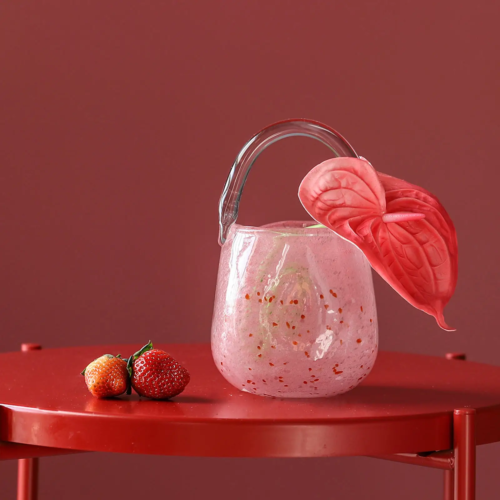 Креативная Роскошная стеклянная сумка ваза ручной работы вишневая розовая