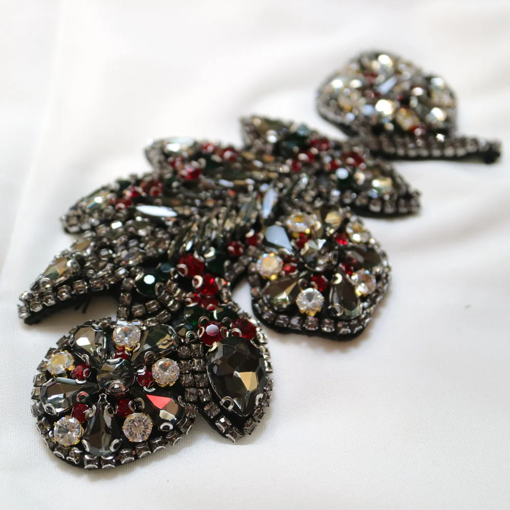 Высокое качество 3D ручной работы нашивки со стразами и бисером для одежды DIY