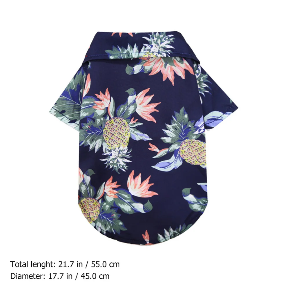 

4pcs Hawaiian Dog T-Shirt Pineapple Printed Puppy Camping Short Sleeve Apparel