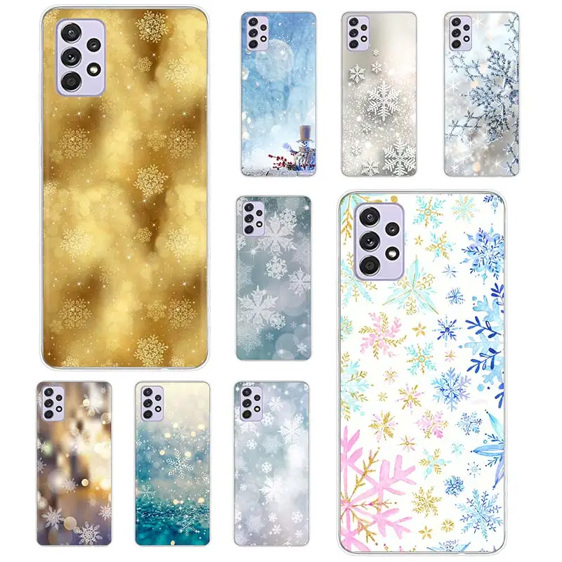 

Winter Snowflake Case Funda For Samsung Galaxy A52s A52 A73 A51 A71 A72 A12 A22 A32 A02s A21S A31 A41 A11 A01 A42 5G Cover Coque