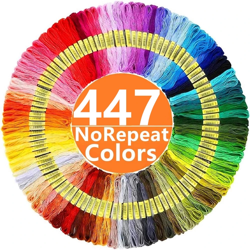 Нитки для вышивания 447 цветов Набор вышивки крестиком Высококачественная