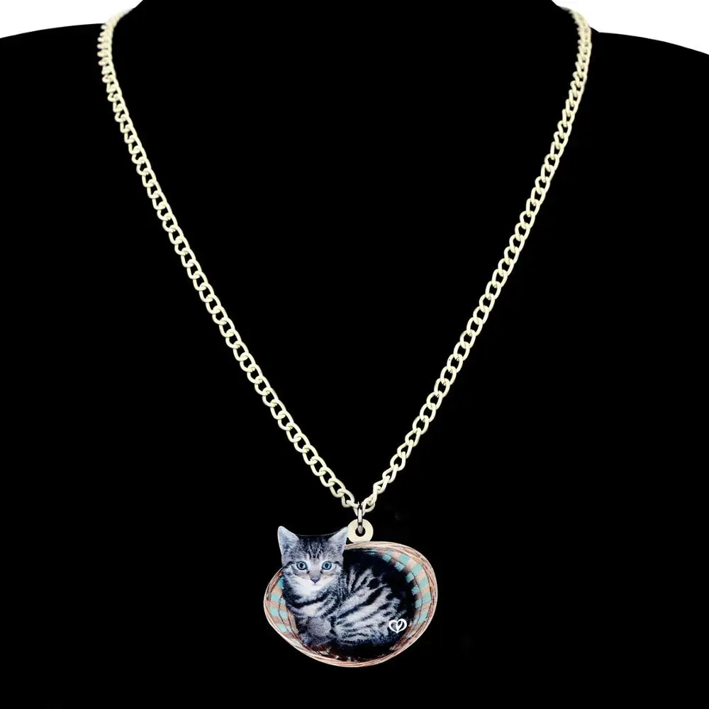 Набор ювелирных украшений WEVENI ожерелье и серьги с милым котенком из акрила в