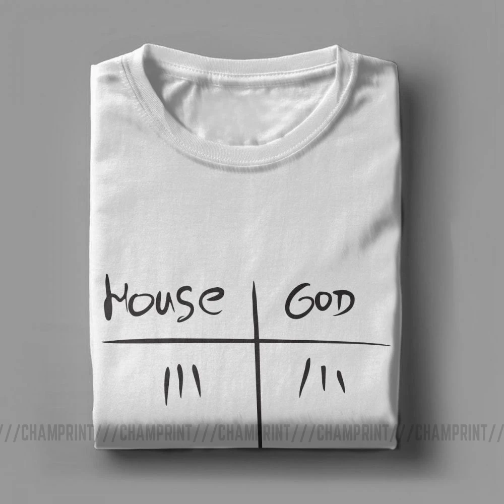 Мужская футболка с короткими рукавами House MD Vs God хлопковая Футболка круглым