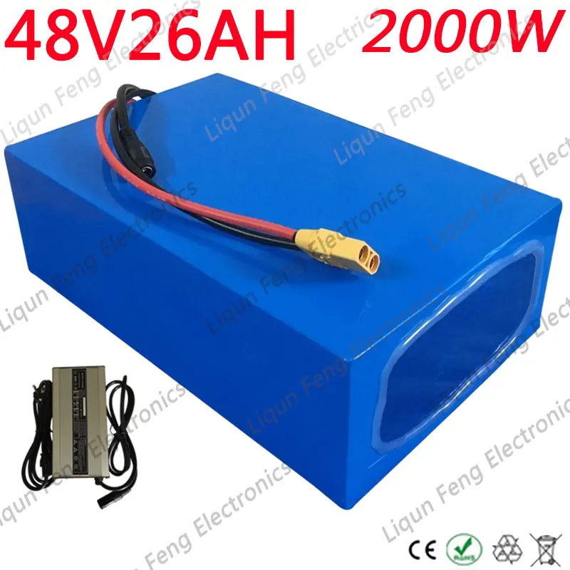 48V 25AH батарея для электровелосипеда 1000W 2000W литиевая с 50A BMS + 54 6 V 5A зарядное