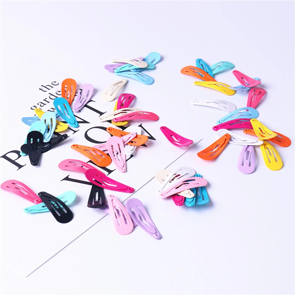 50 шт./кор. конфеты Цвет для маленьких девочек заколки волос 3 см BB с металлическими