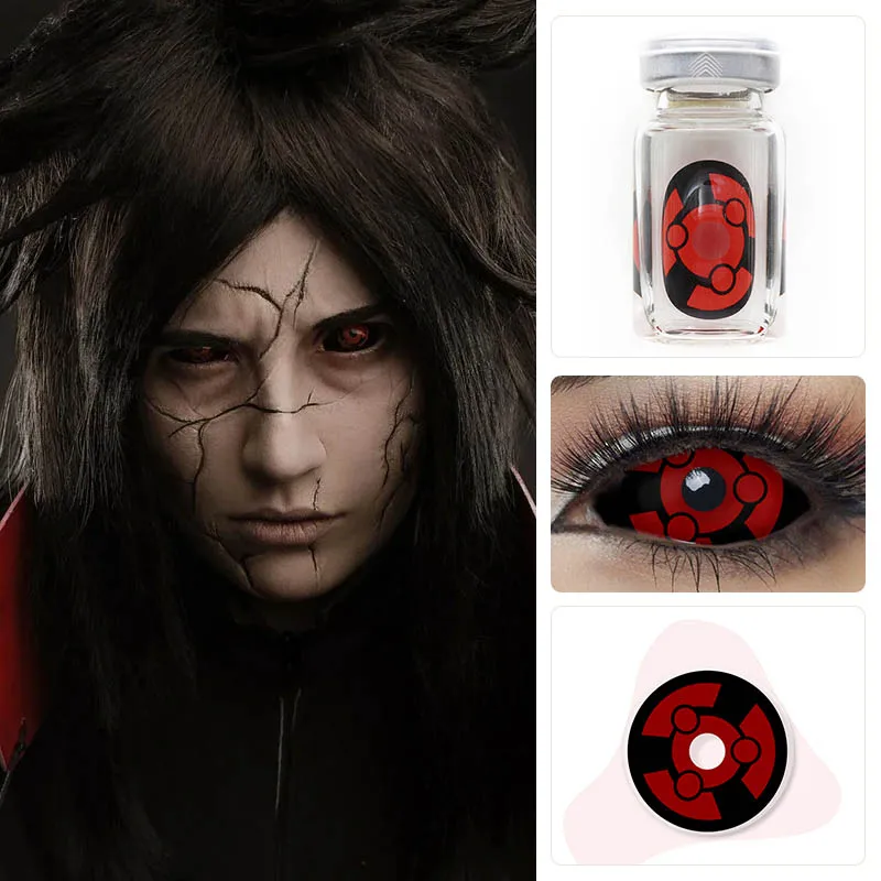 Цветные линзы для косплея склера контактные 22 мм глаз Sasuke Kakashi Шаринган контакты