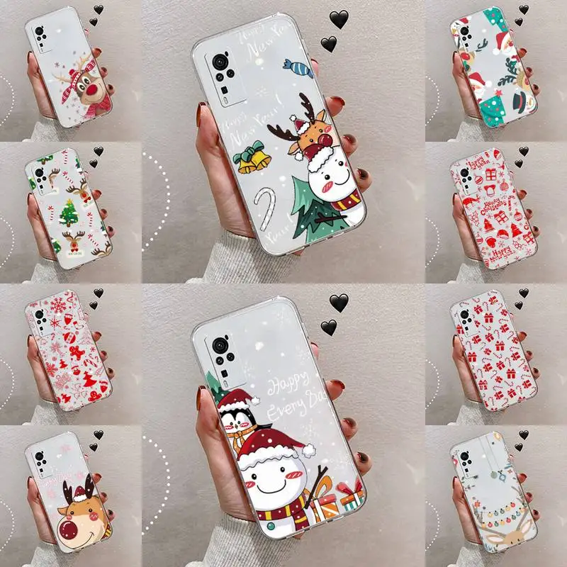 

Merry Christmas Phone Case Transparent For VIVO S 9 7 6 IQOO NEO 7 5 3 Z3 Z1 X E pro Soft TPU Clear Mobile bags