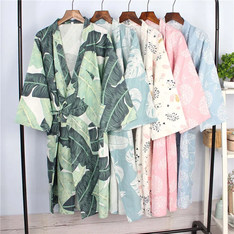 Женское кимоно с цветочным принтом длинным рукавом и V образным вырезом|Одежда