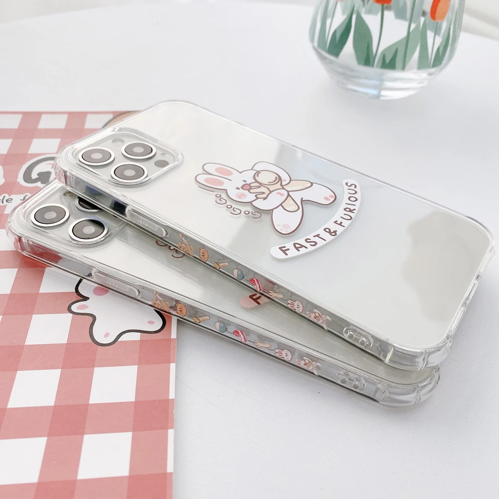 

Cute Bear Cartoon Rabbit Animal Phone Case For iphone 12 Pro Max 12 Mini 11 Pro XR XS Max X 7 8 Plus Soft TPU Lovely Back Cover