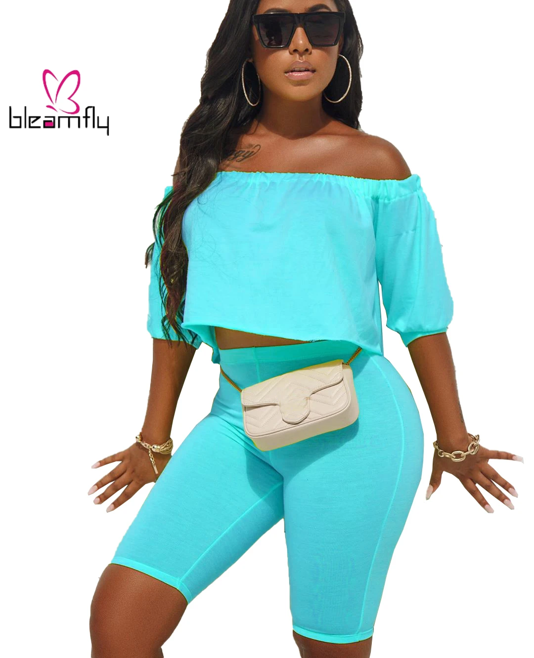 2019 Женская Осенняя зимняя укороченная футболка с вырезом лодочкой топ и шорты