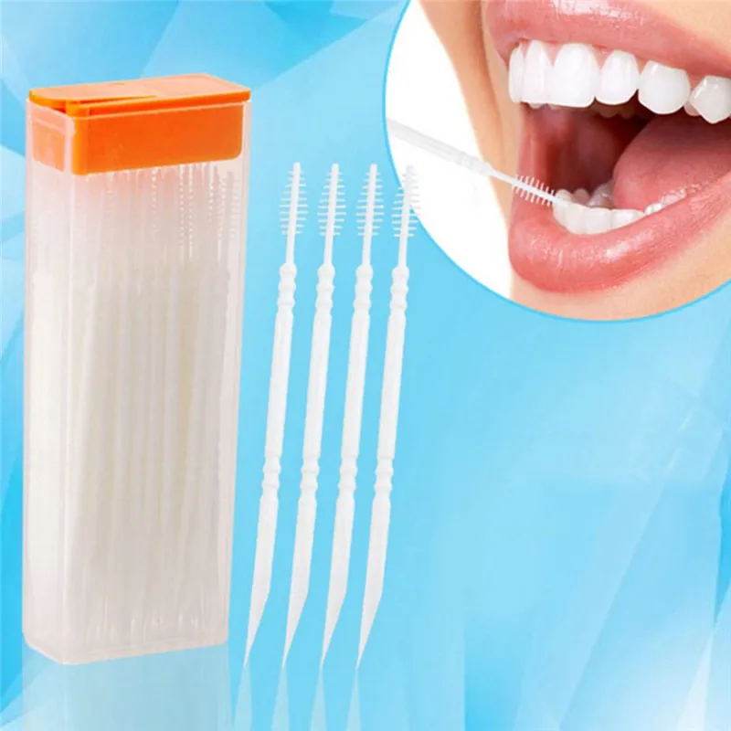 

50 PCS Portable Double Head Brush Tooth Picks Plastic Interdental Toothpick Brush home Hotel Dental Picks Oral Care