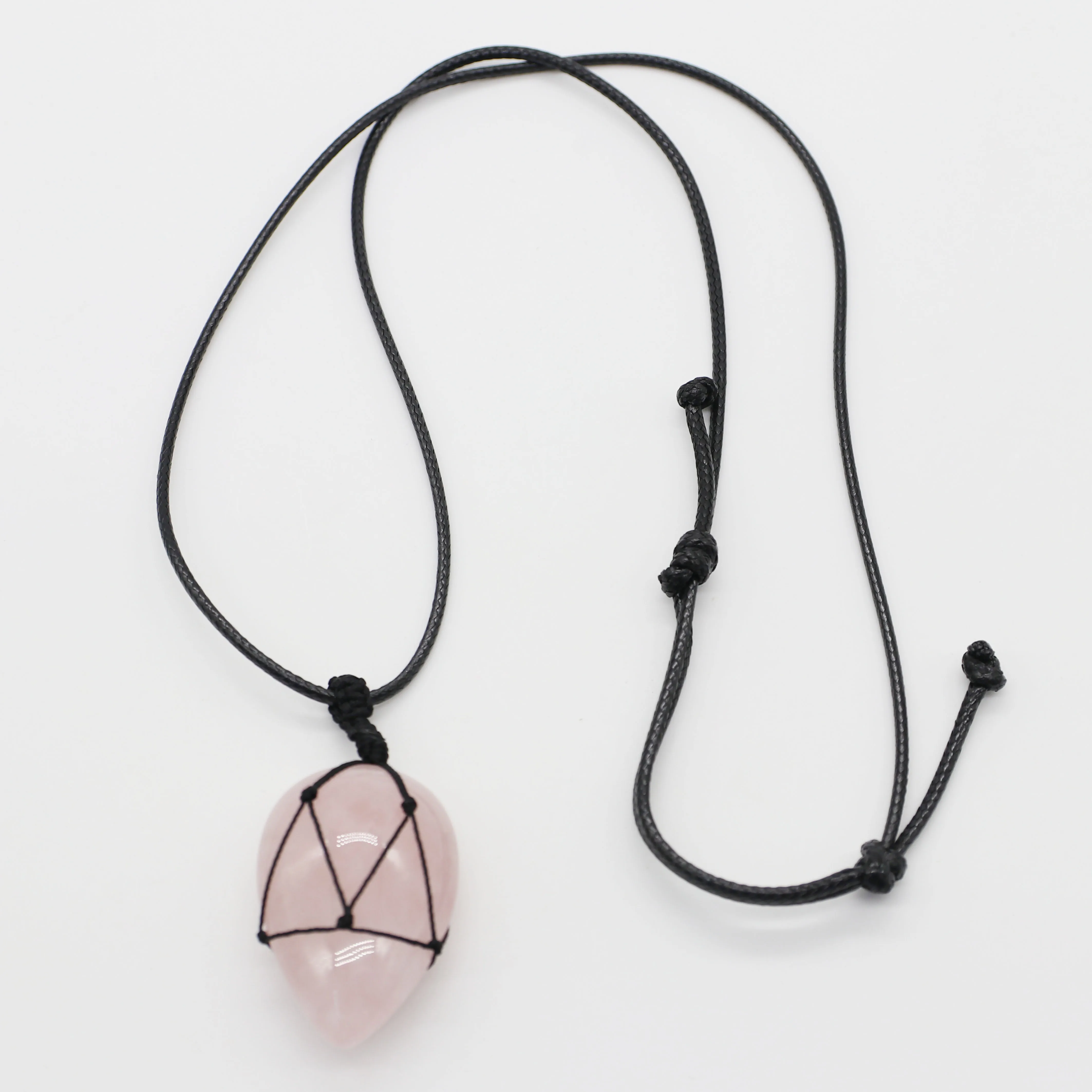 Новый дизайн Овальный Кулон из натурального камня регулируемый шнур ожерелье