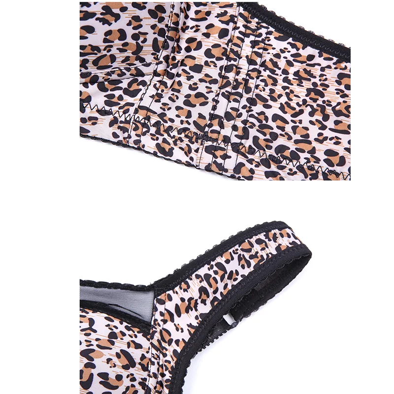 

Seamless Leopard Bras Women Wire Free Plus Size Bra Sexy Thin Mesh Lace Bralette Gather Intimates Underwear Ladies