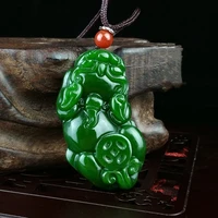 natural green hand carved brave jade pendant fashion boutique jewelry for men and women god beast necklace gift accessories