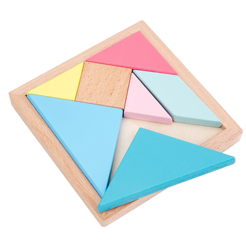 Детская Tangram деревянная цветная головоломка для мороженого квадратная