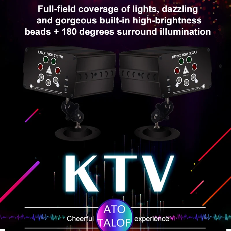 Atotalof RGB светодиодный диско-лазерный светильник 128 узоров проектор дистанционное
