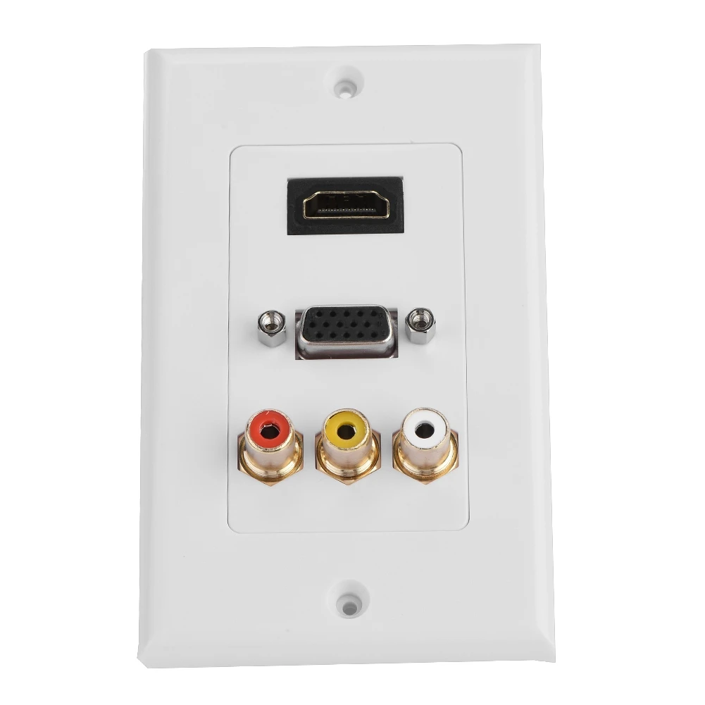 3-in-1 Multi-level Protection Multimedia Wall Socket HDMI-compatible VGA RCA Ports Panel | Электроника