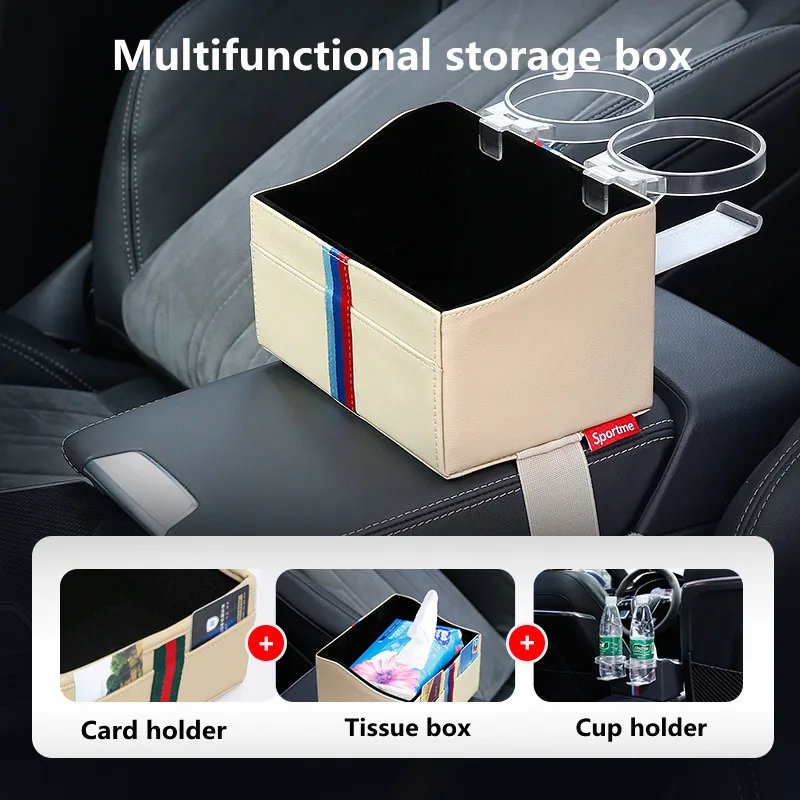 

Auto accesorios Car Armrest Organizer Black Leather Console Armrest Storage Box Car Accessories Interior Decoration