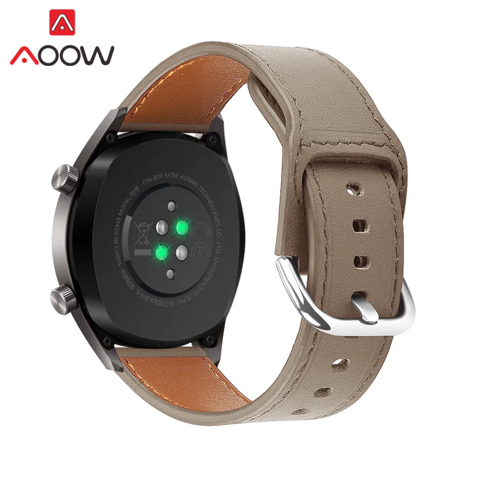 Coffee Браслет из натуральной кожи для huawei Watch GT Active 46 мм ремень с металлической пряжкой 22 мм ремешок для samsung gear S3 Honor Magic - Цвет ремешка: Coffee