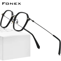 fonex acetate titanium eyeglasses frame men 2021 vintage oversize square prescription glasses women spectacles eyewear f85679