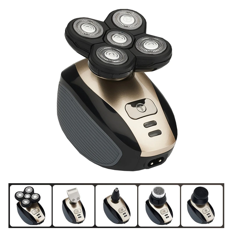 5 In1 Перезаряжаемые лысый 4D электробритва для Для мужчин плавающие головки борода