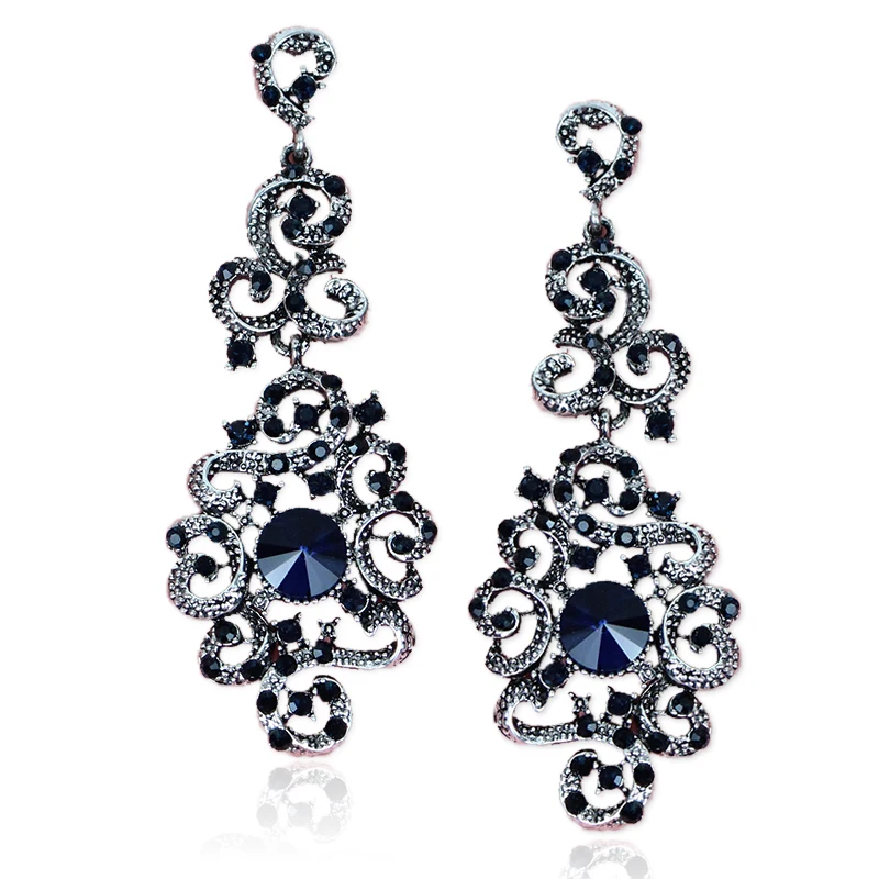 Трендовые индийские серьги для невесты длинные Винтажные с подвеской в виде