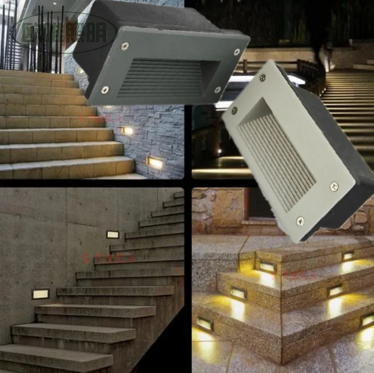 

8pcs/lot Outdoor 3W LED Stairs Recessed Wall Light LED Step Lamp LED Waterproof IP67 LED Footlight 85-265V