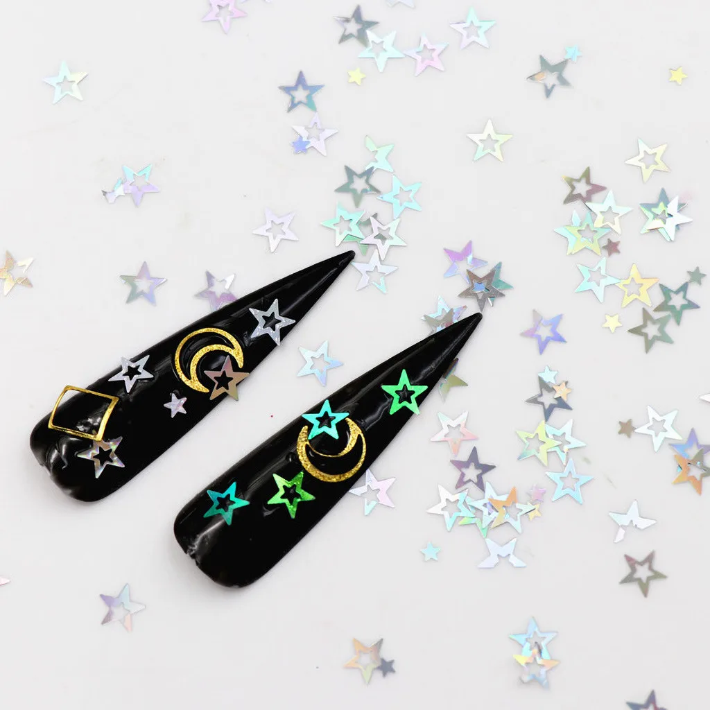 1 Box Of PVC Pentagonal Nail Stickers Star Sequins Nails Art Deco Flash Set Mermaid Sparkling | Красота и здоровье