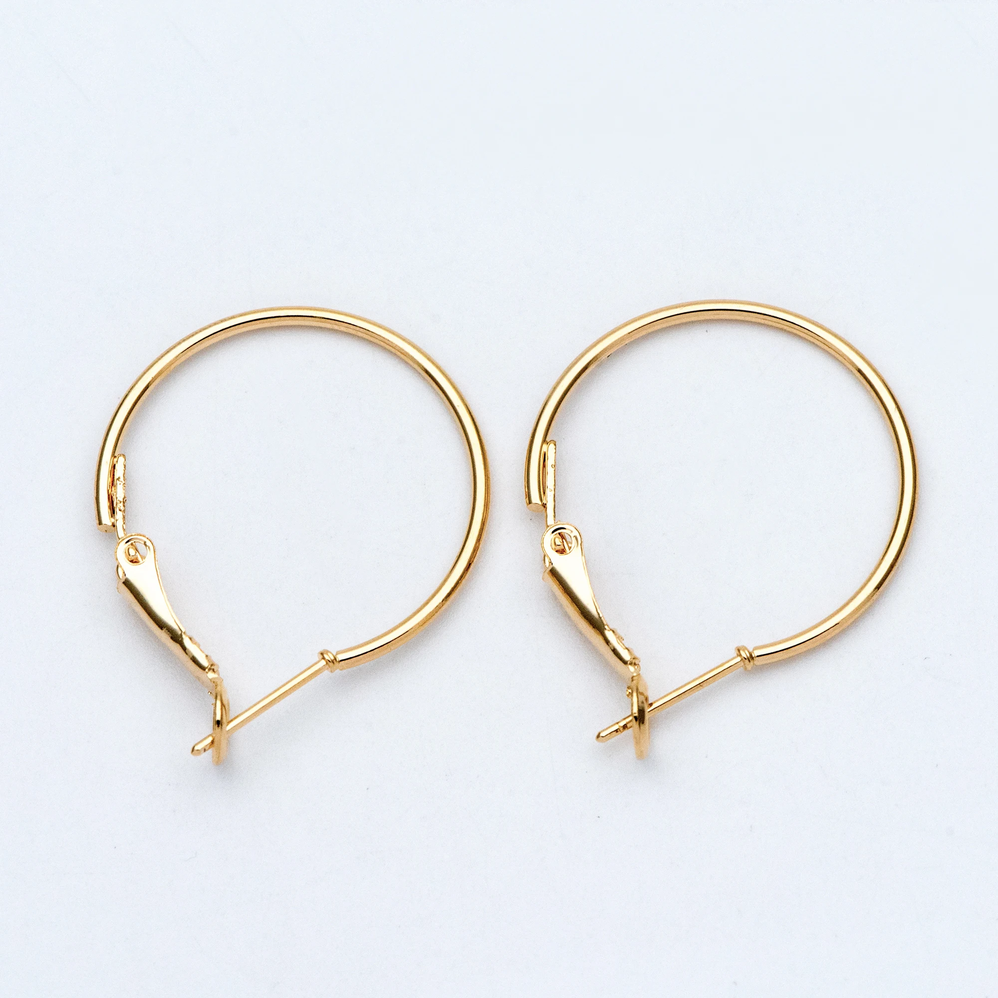 

Gold Round Leverback Ear Hooks 25/ 30/ 40mm, 18K Gold plated Brass, Earring Hoop Components (GB-671)/ 10pcs=5 pairs