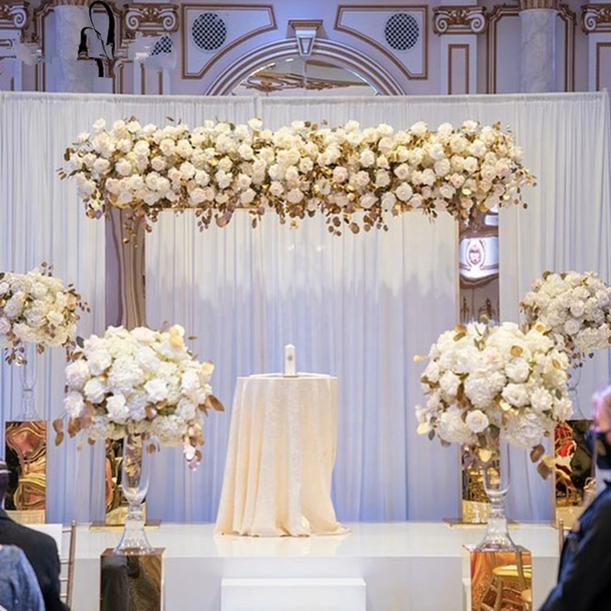 

120cm tall 2pcs)Wedding Decoration Rectangle New Design Stainless Steel Metal Gold Wedding Arch Backdrop AB890