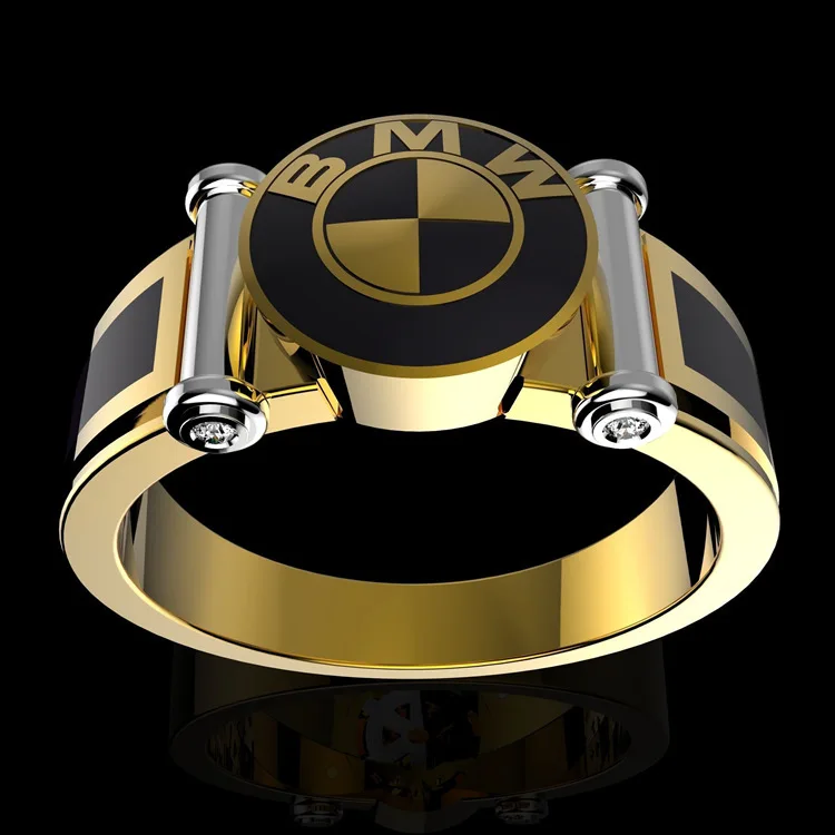 

Car Logo Ring for Men 2021 Newest Plated Rings for Car Enthusiast 6-13 Size Gold Silver Jewerly for Husband Valentine's Day